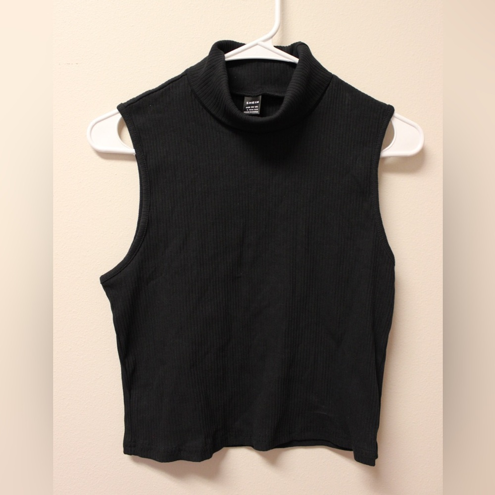 SHEIN Black Ribbed Sleeveless Top